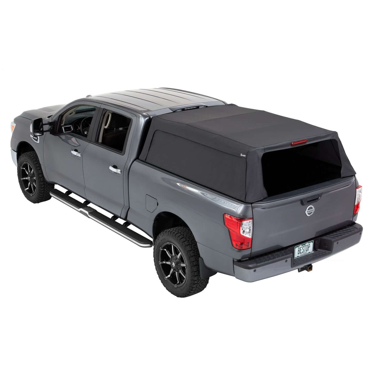 BESTOP | Supertop Truck Bed Cap 2 For Nissan 2004-2024 Titan 6.5 Foot Black Diamond PVC Coated Sailcloth No Drill Bestop | 77313-35