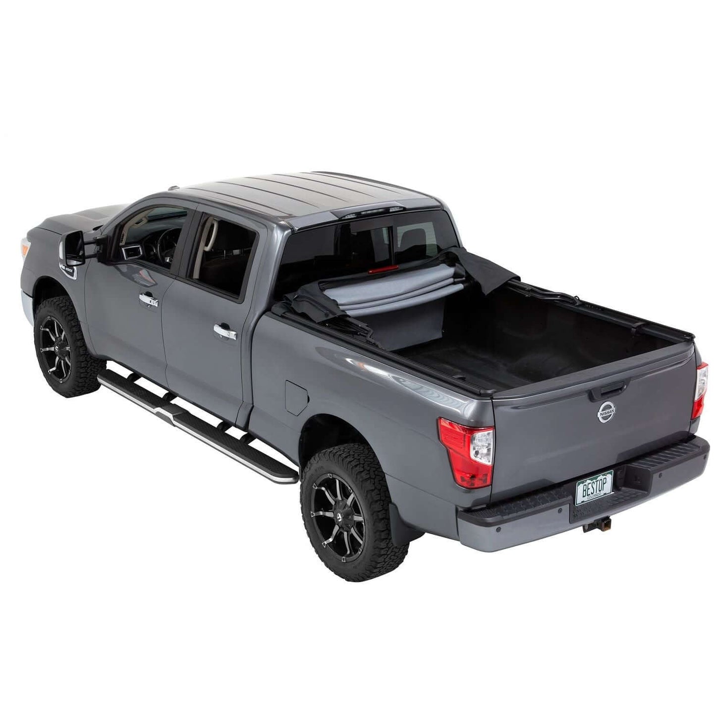 BESTOP | Supertop Truck Bed Cap 2 For Nissan 2004-2024 Titan 6.5 Foot Black Diamond PVC Coated Sailcloth No Drill Bestop | 77313-35 on truck