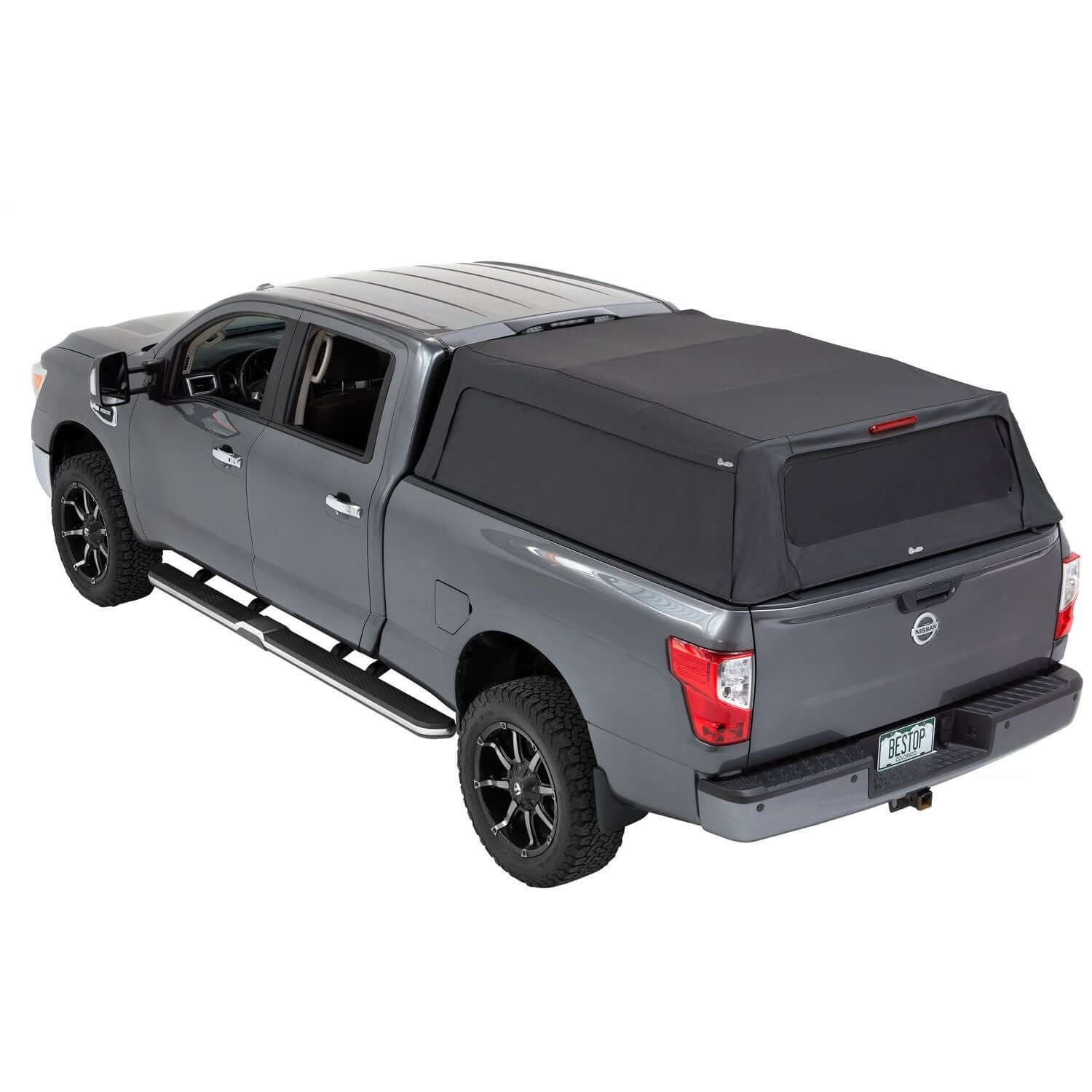 BESTOP | Supertop Truck Bed Cap 2 For Nissan 2004-2024 Titan 5.5 Foot Black Diamond PVC Coated Sailcloth No Drill Bestop | 77314-35