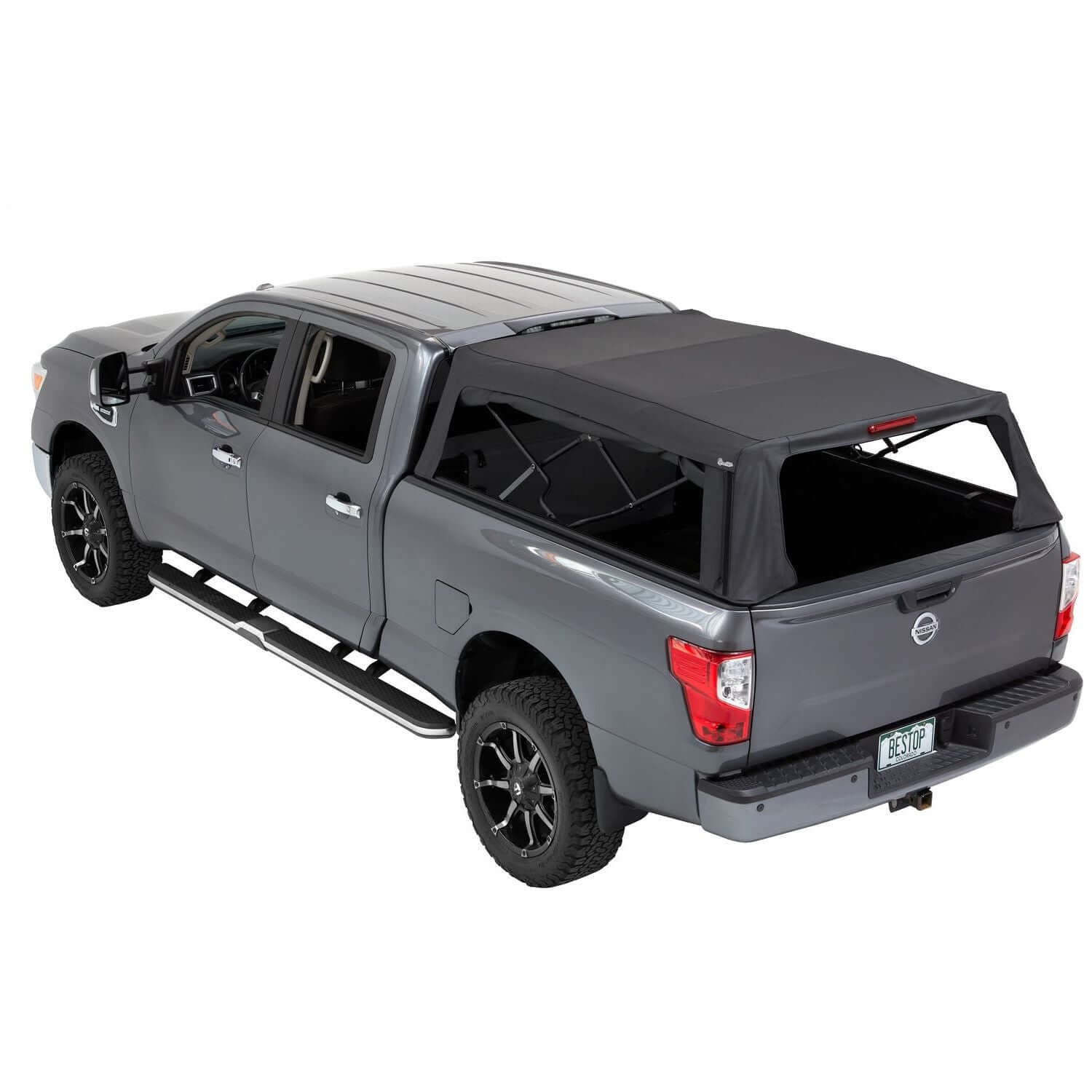 BESTOP | Supertop Truck Bed Cap 2 For Nissan 2004-2024 Titan 5.5 Foot Black Diamond PVC Coated Sailcloth No Drill Bestop | 77314-35