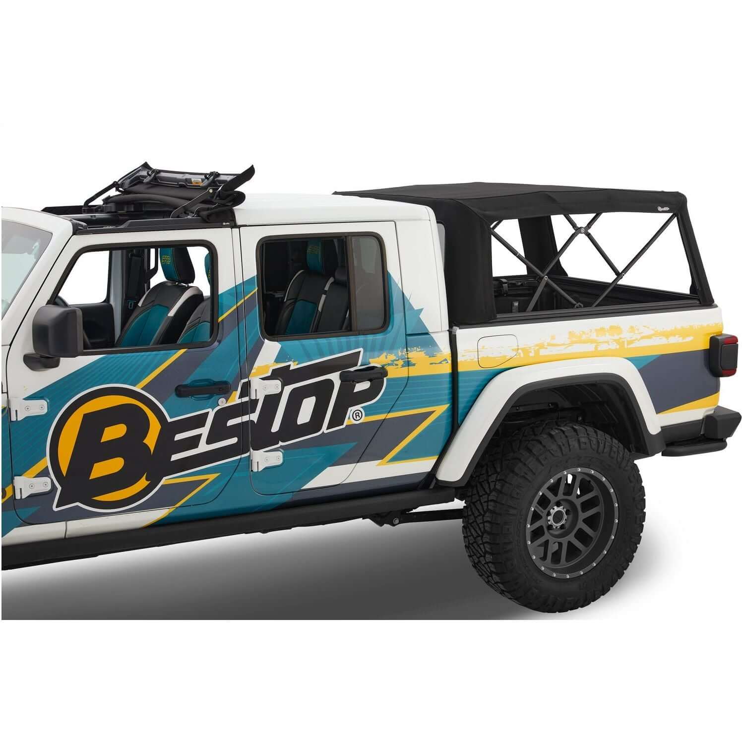 Bestop Supertop For Truck Black Twill I 77326-17 installed on a Gladiator with stylish design and durable features.