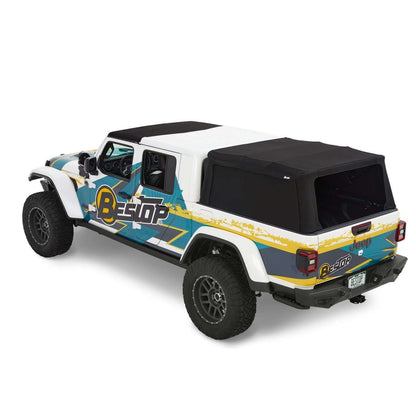 BESTOP | Supertop for Truck 2 '20-26 Gladiator For 5 ft. bed Black Diamond Bestop | 77326-35 on Jeep truck with black cover