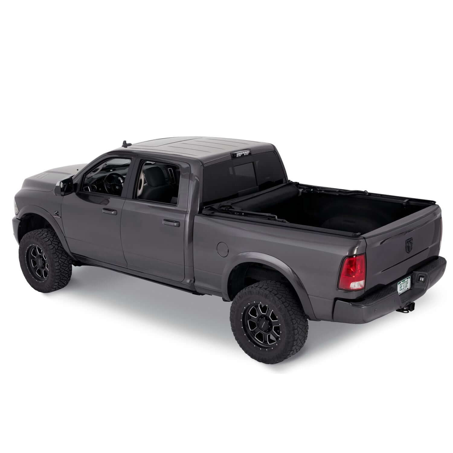 BESTOP | Supertop Truck Bed Cap 2 For Supertop for Truck 2 - '19-2024 Ram 1500 5.7 Foot installed on a gray Ram truck.