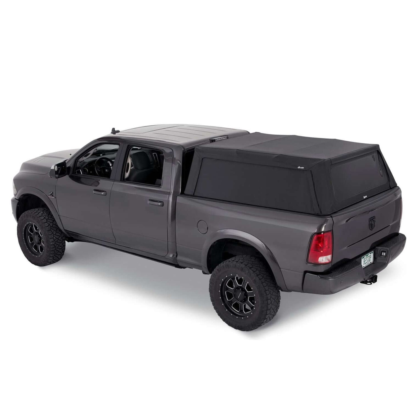 BESTOP | Supertop Truck Bed Cap 2 For Dodge 2009-10 Ram 1500 6.5 Foot Black Diamond PVC Coated Sailcloth No Drill Bestop | 77328-35 on truck