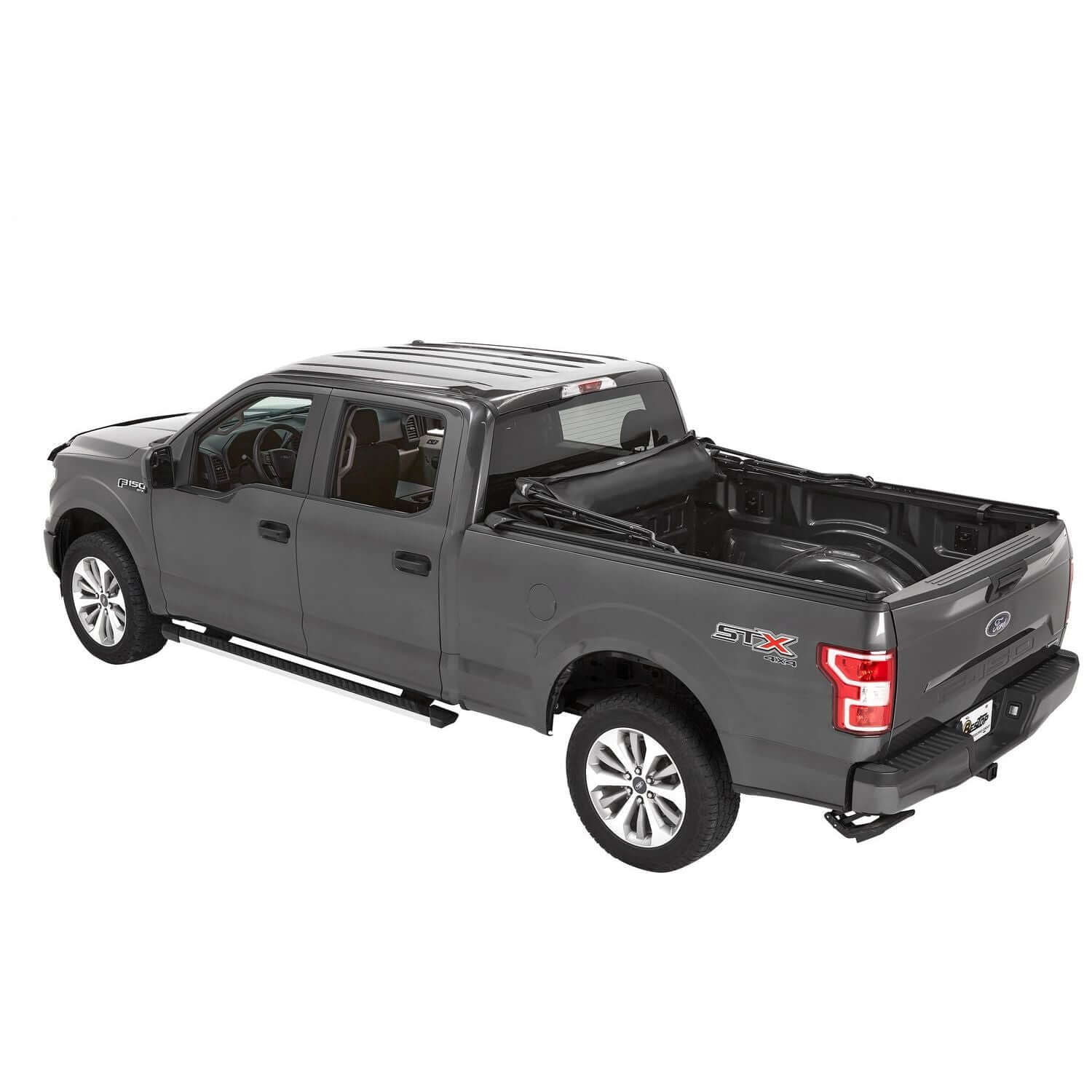 BESTOP | Supertop Truck Bed Cap 2 For Ford 2017-2024 F-250SD/F-350SD 6.8 Foot Black Diamond PVC Coated Sailcloth No Drill Bestop | 77334-35 on Ford truck