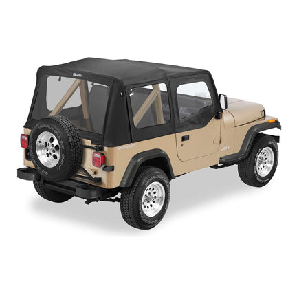BESTOP | Replace-A-Top for OEM Hardware For Jeep 1988-1995 Wrangler YJ Clear Black Sailcloth Upper Door Skins Included Bestop | 79120-01