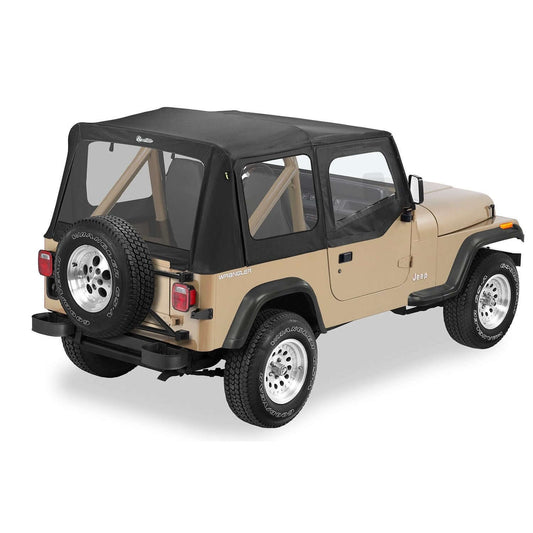 BESTOP | Replace-A-Top for OEM Hardware For Jeep 1988-1995 Wrangler YJ Clear Black Sailcloth Upper Door Skins Included Bestop | 79120-01