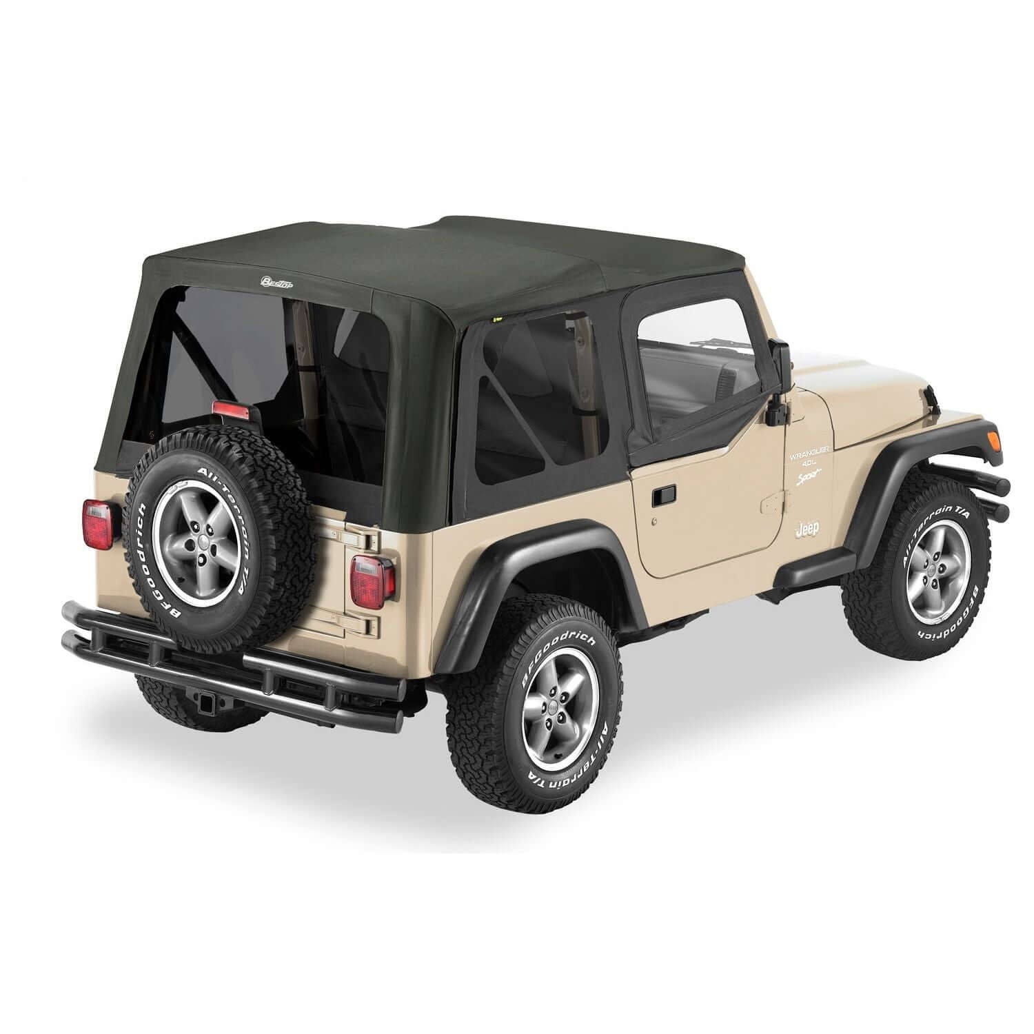 BESTOP | Replace-A-Top for OEM Hardware For Jeep 1997-2002 Wrangler TJ Tinted Black Sailcloth Upper Door Skins Included Bestop | 79124-01.