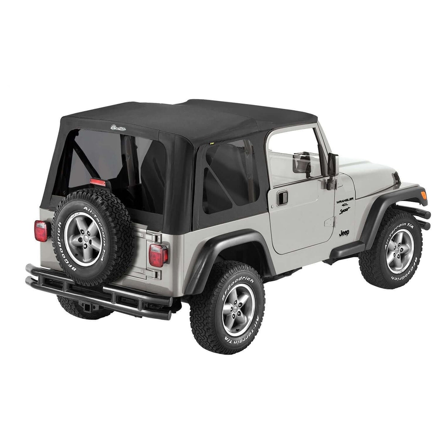 BESTOP | Replace-A-Top for OEM Hardware For Jeep 1997-2002 Wrangler TJ Tinted Black Sailcloth No Door Skins Included Bestop | 79139-01