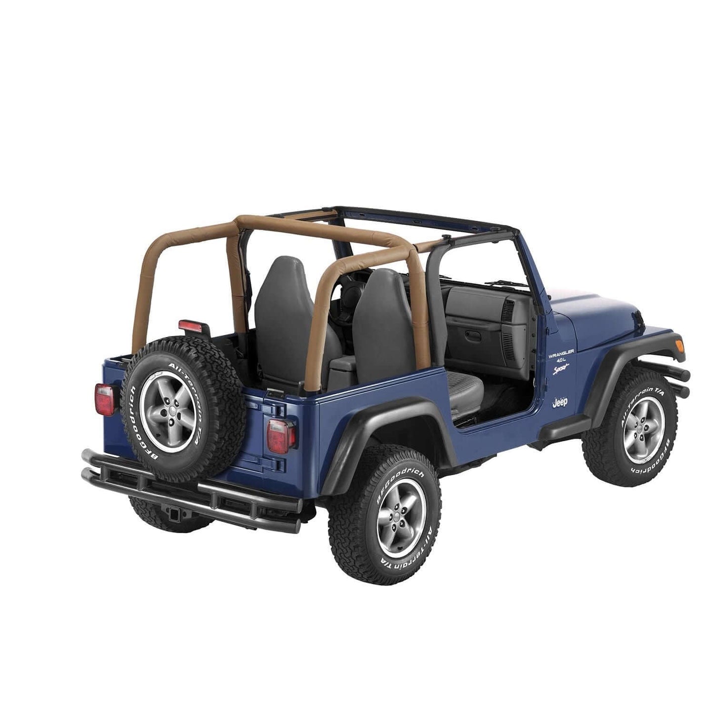 BESTOP | Jeep Sport Bar Covers For Jeep 1997-2002 Wrangler TJ Spice Bestop | 80020-37 displayed on a blue Jeep.