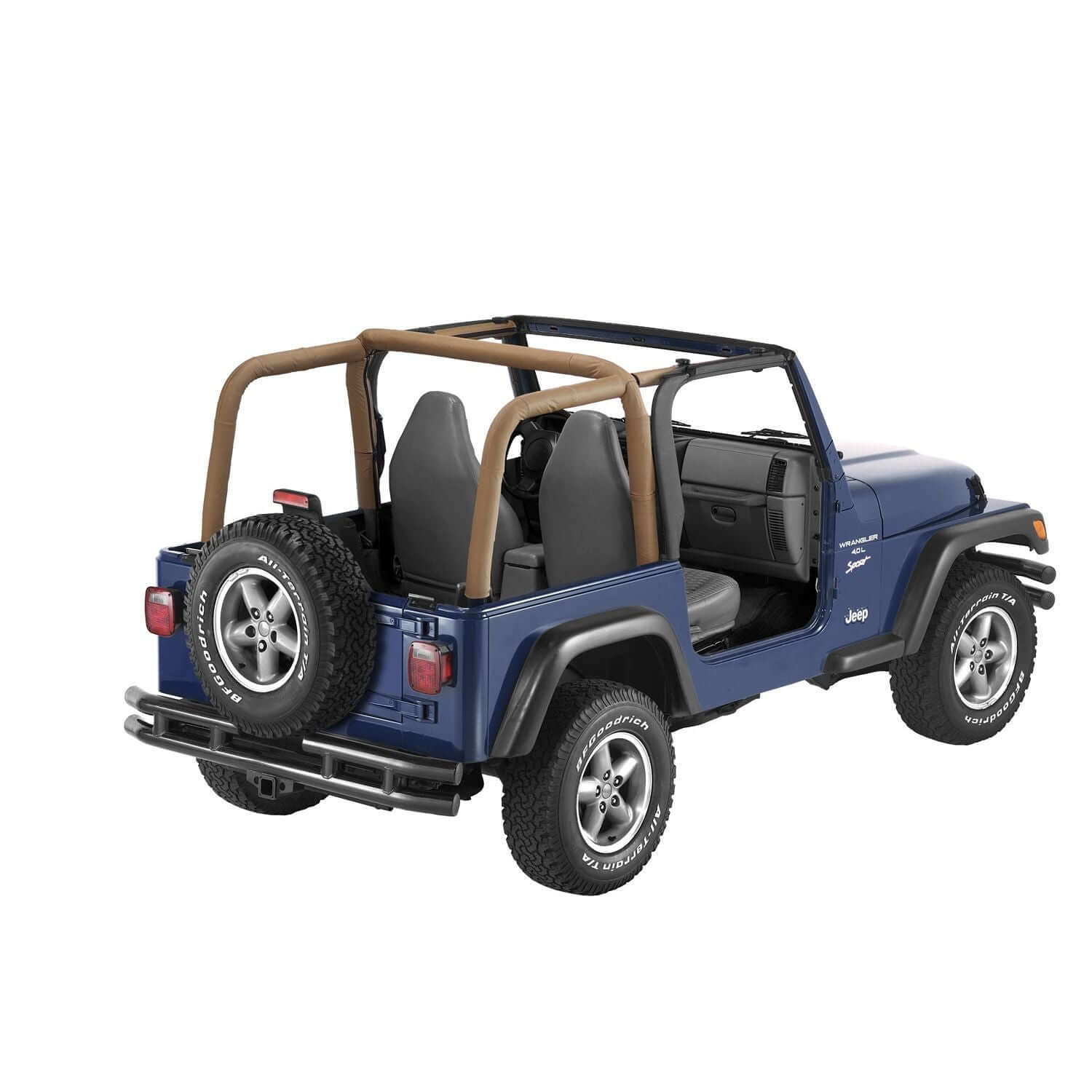 BESTOP | Jeep Sport Bar Covers For Jeep 1997-2002 Wrangler TJ Spice Bestop | 80020-37 displayed on a blue Jeep.