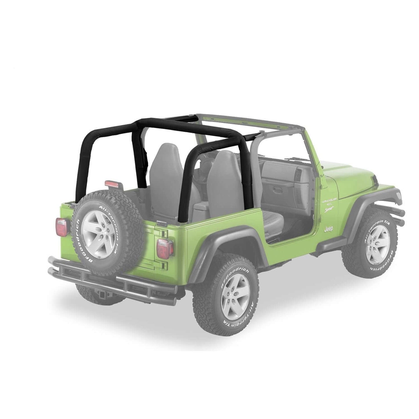BESTOP | Jeep Sport Bar Covers For Jeep 2003-2006 Wrangler TJ Black Diamond Bestop | 80022-35 on a green Jeep.