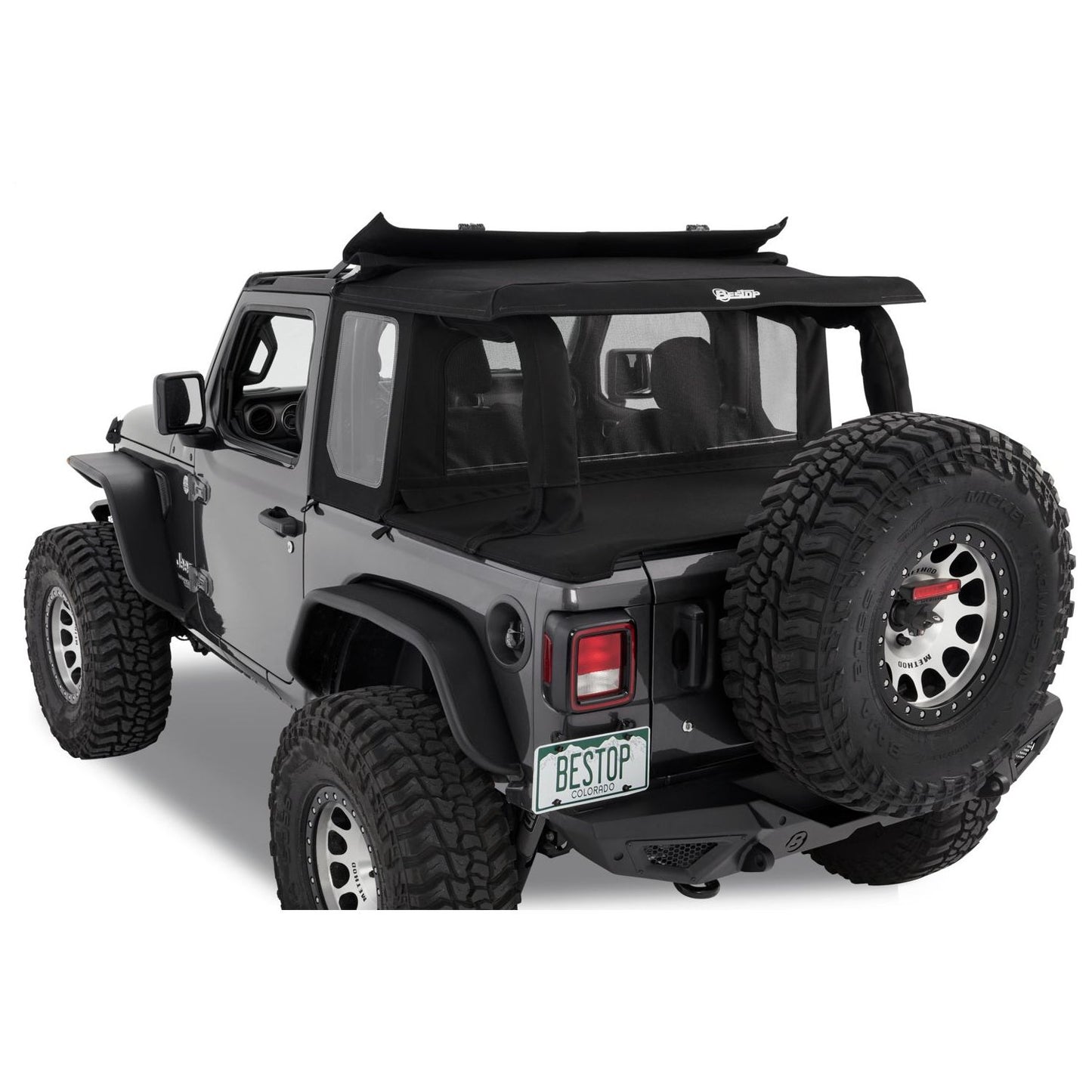 BESTOP | Halftop Conversion Kit Jeep '18-26 Wrangler JL 2-Door Black Diamond Bestop | 80101-35 installed on Jeep