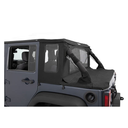 BESTOP | Jeep Wrangler Halftop Soft Top Conversion Kit For Jeep 2007-2018 Wrangler JK 4 Door Black Premium Twill Bestop | 80103-17 installed on Jeep