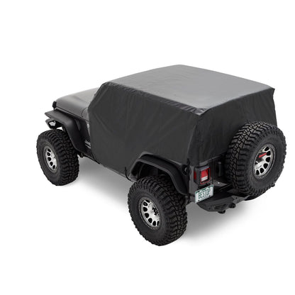 BESTOP | All Weather Trail Cover Jeep '07-18 Wrangler JK '18-26 JL 2-Door Black Bestop | 81044-01 on a black Jeep