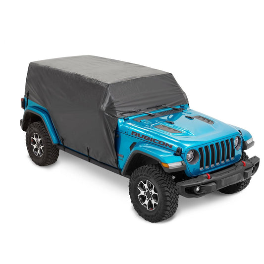 BESTOP | All Weather Trail Cover Jeep '07-18 Wrangler JK '18-26 JL 4-Door Black, Hard Top Bestop | 81045-01 on blue Jeep