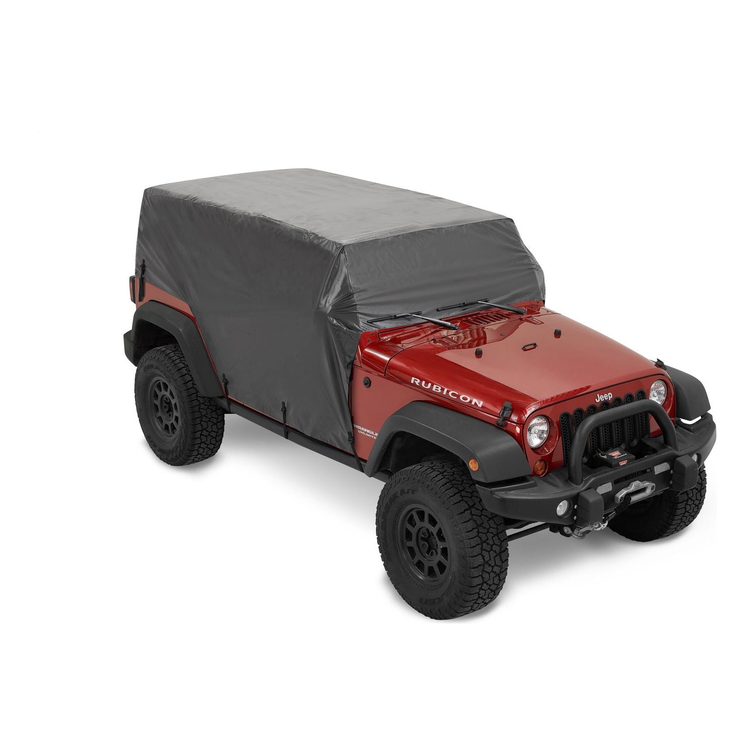 BESTOP | All Weather Trail Cover Jeep '07-18 Wrangler JK '18-26 JL 4-Door Black, Hard Top Bestop | 81045-01 on red Jeep Rubicon