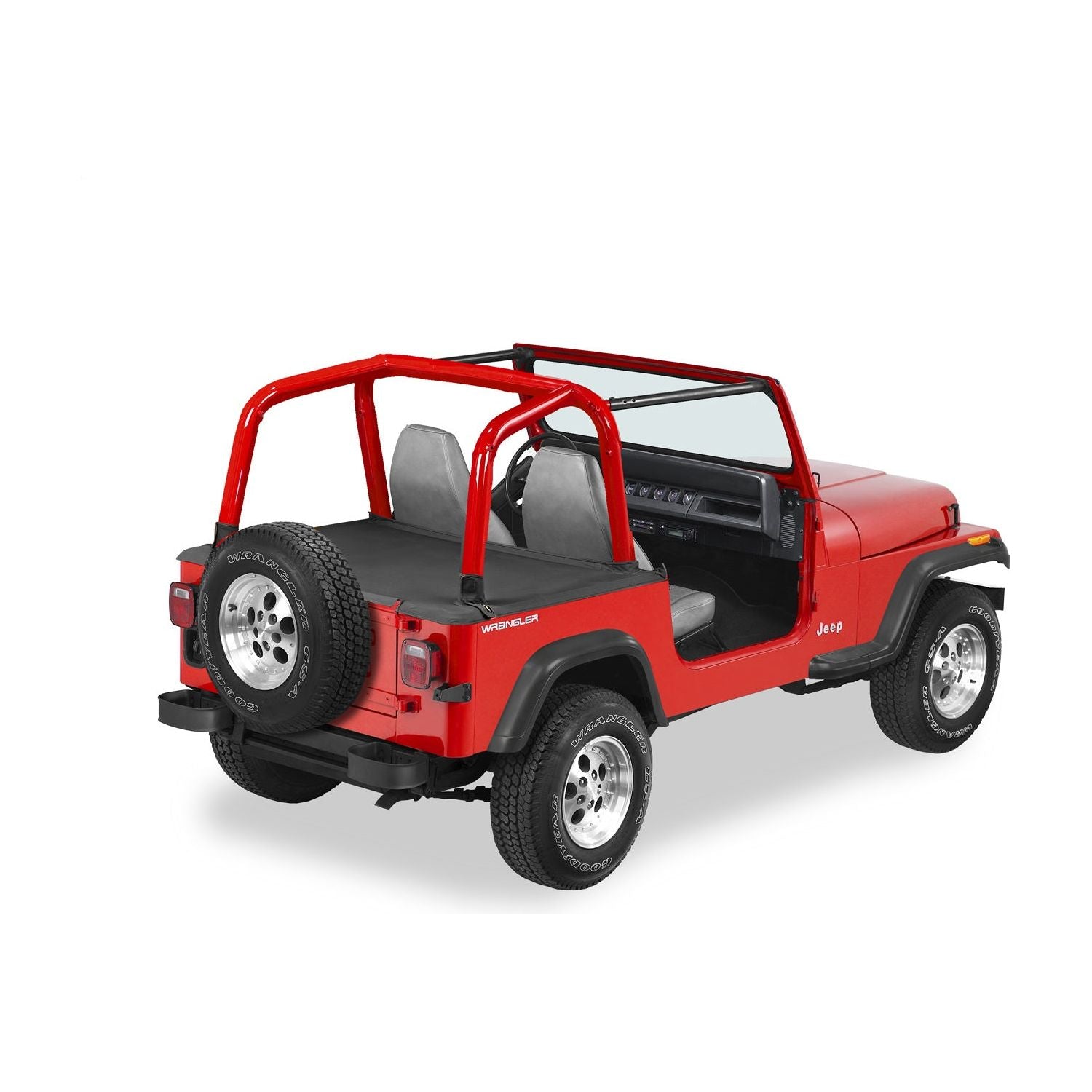 BESTOP | Cargo Deck Covers For Jeep 1992-1995 Wrangler YJ Factory Hardtop Removed No Belt Rail Channels Black Denim Bestop | 90010-15