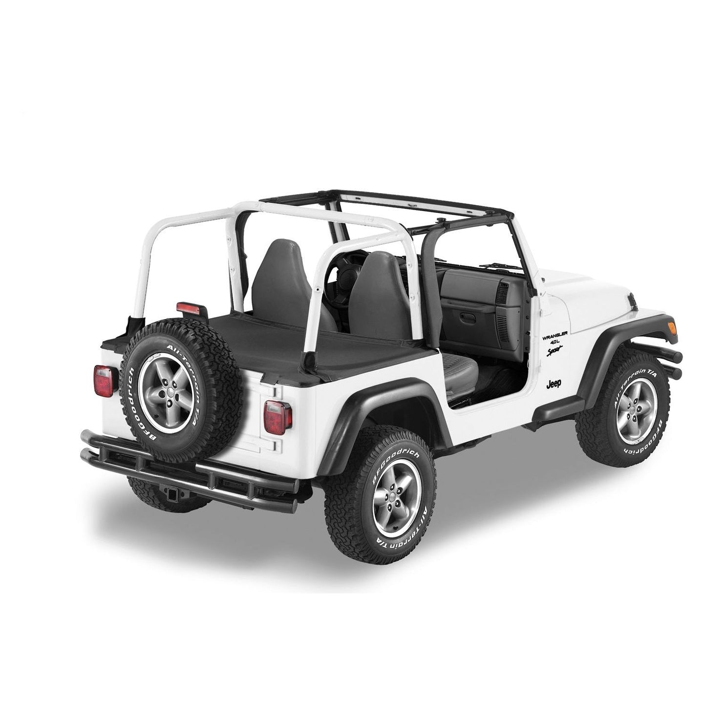BESTOP | Cargo Deck Covers For Jeep 1997-2002 Wrangler TJ Standard Factory Soft top Removed No Belt Rail Channels Black Denim Bestop | 90019-15