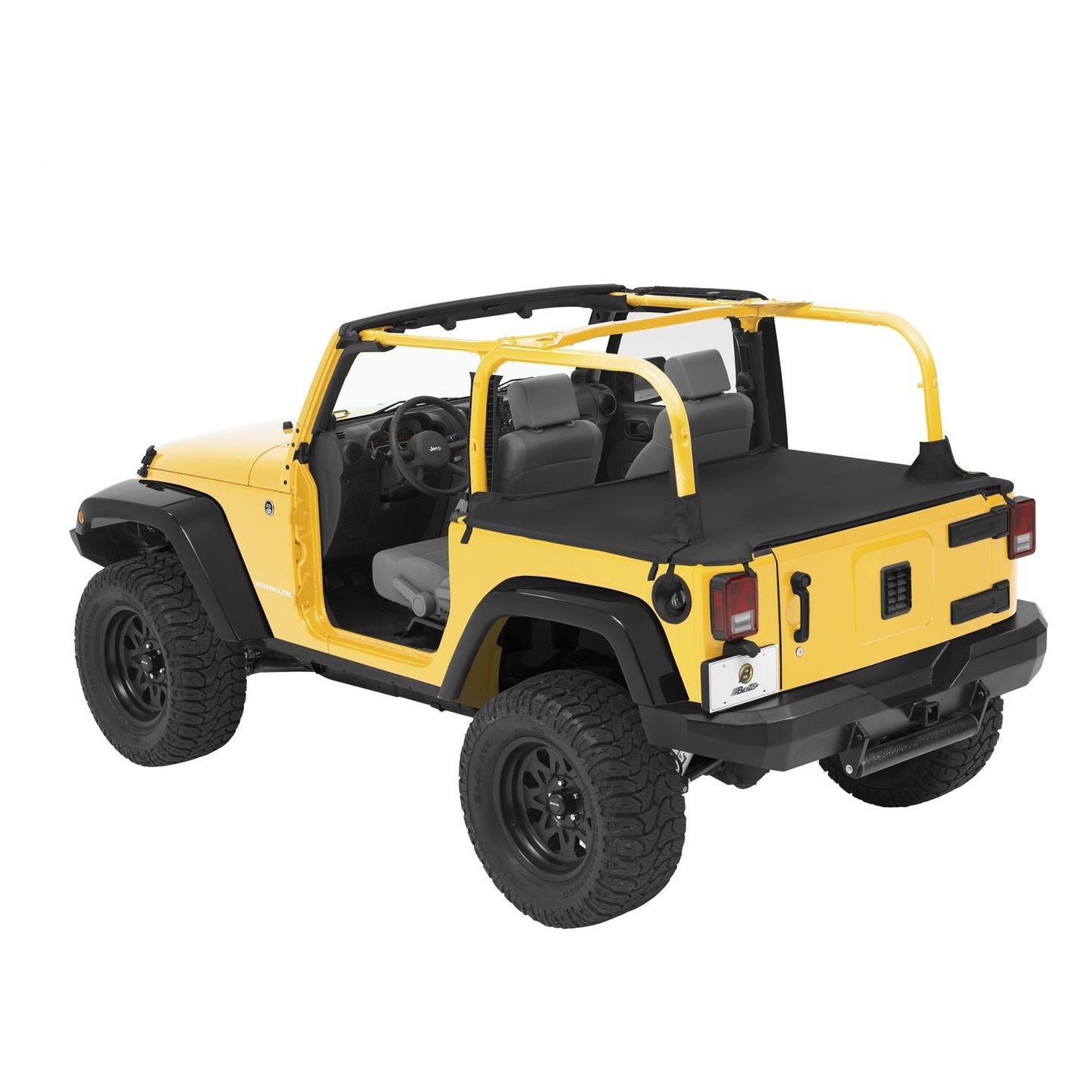 BESTOP | Cargo Deck Covers For Jeep 2007-2018 Wrangler JK 2 Door Factory Soft top Removed No Belt Rail Channels Black Diamond Bestop | 90033-35