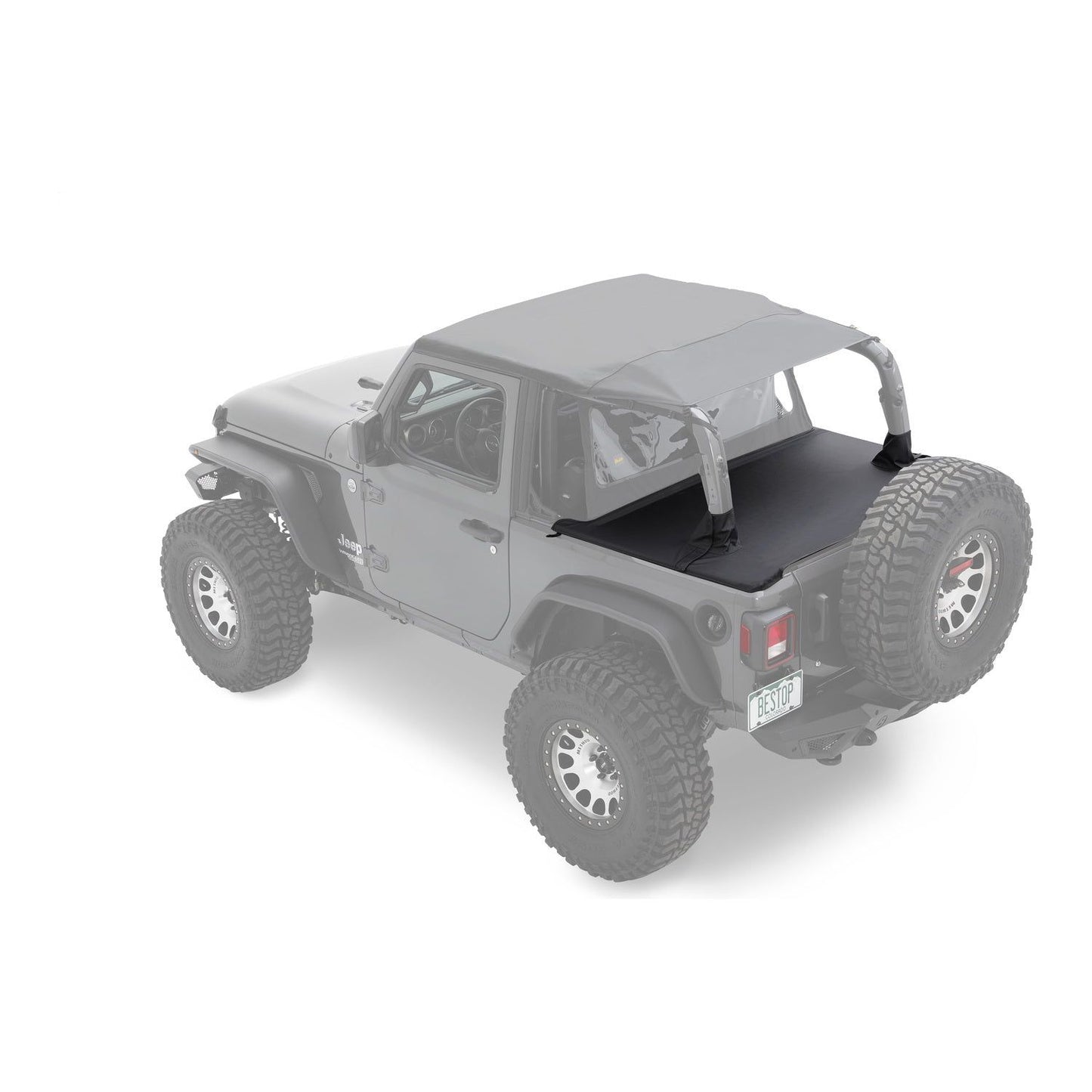 BESTOP | Duster Deck Cover Jeep '18-26 Wrangler JL 2-Door Black Diamond Bestop | 90035-35 installed on a Jeep.