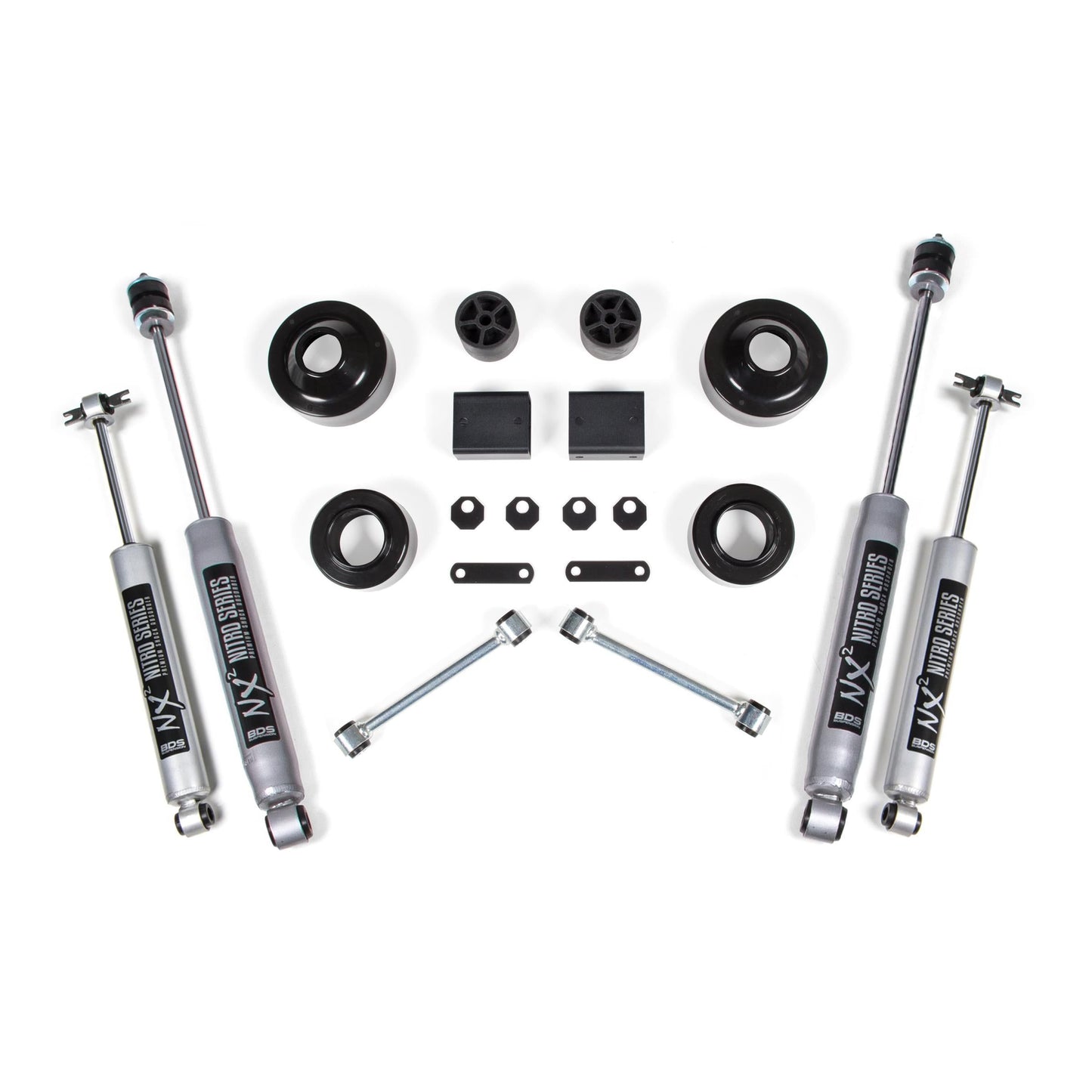 BDS Suspension | 2 Inch Lift Kit Coil Spacer Jeep Wrangler JK 07-11 2-Door NX2 Nitro Shocks | BDS1401H