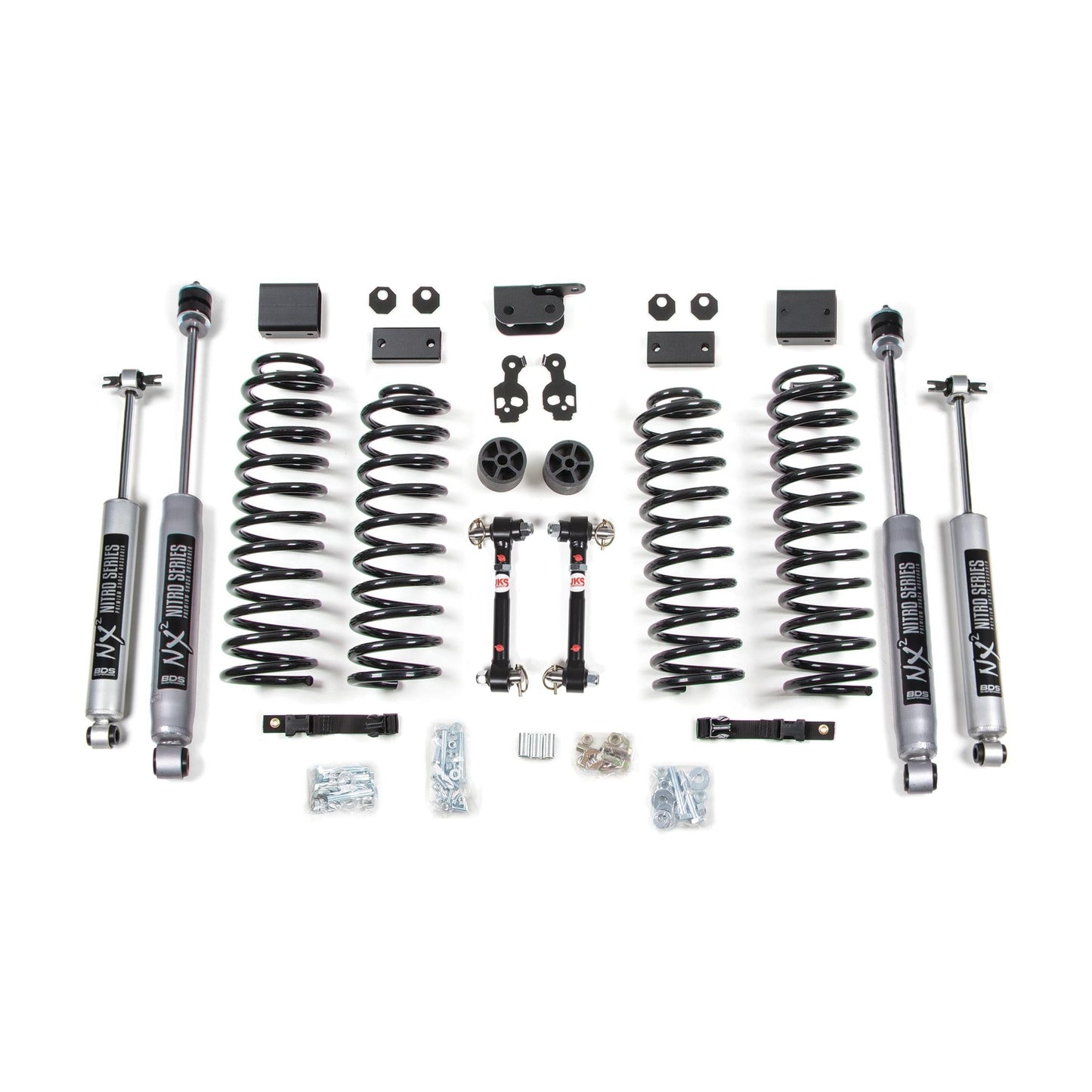 BDS Suspension | 3 Inch Lift Kit Jeep Wrangler JK 07-11 4-Door Fixed Sway Bar Links NX2 Nitro Shocks | BDS1412H