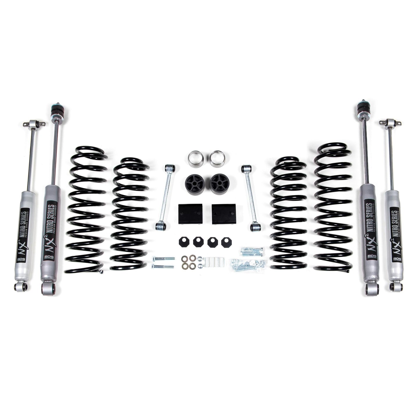 BDS Suspension | 2 Inch Lift Kit Coil Spring Jeep Wrangler JK 12-18 4-Door NX2 Nitro Shocks | BDS1430H