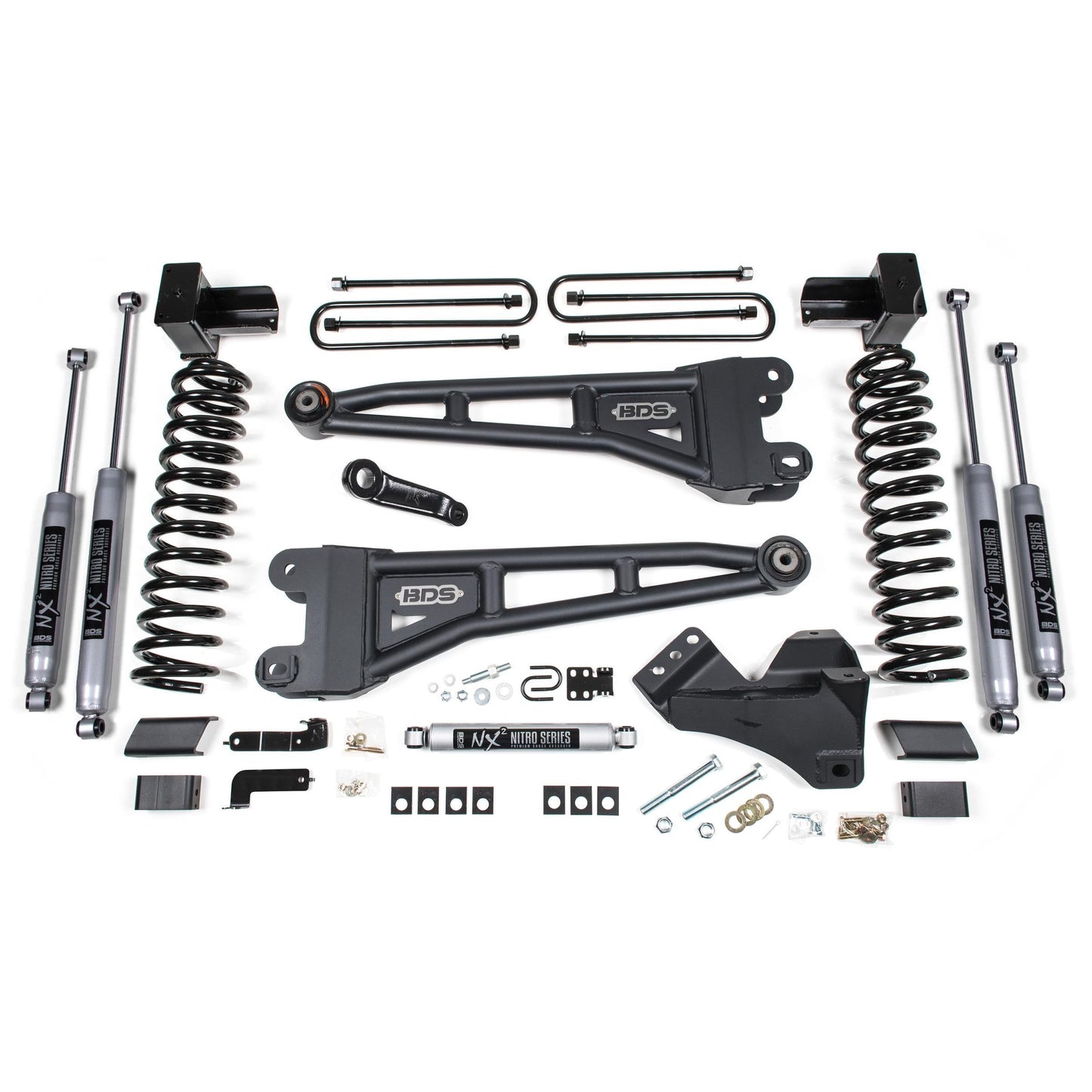 BDS Suspension | 4 Inch Lift Kit w/ Radius Arm Ford F250/F350 Super Duty 17-19 4WD Diesel 5 Inch Block 3 Leaf Main Fox 2.0 Performance Shocks | BDS1524FS