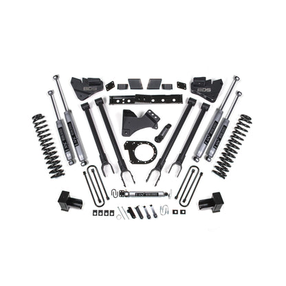 BDS Suspension | 6 Inch Lift Kit 4-Link Conversion Ford F250/F350 Super Duty 17-19 4WD Diesel 5 Inch Block w/3 Leaf Main NX2 Nitro Shocks | BDS1528H