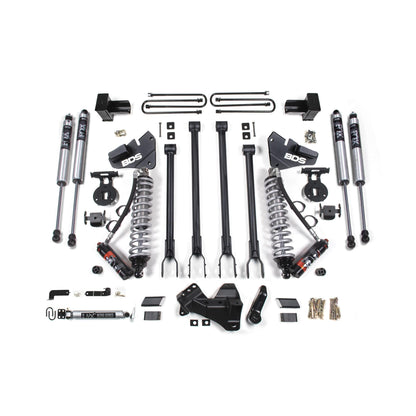 BDS Suspension | 4 Inch Lift Kit w/ 4-Link FOX 2.5 Performance Elite Coil-Over Conversion Ford F250/F350 Super Duty 17-19 4WD Diesel 5 Inch Block 2 Leaf Main Fox 2.0 Performance Shocks | BDS1537FPE