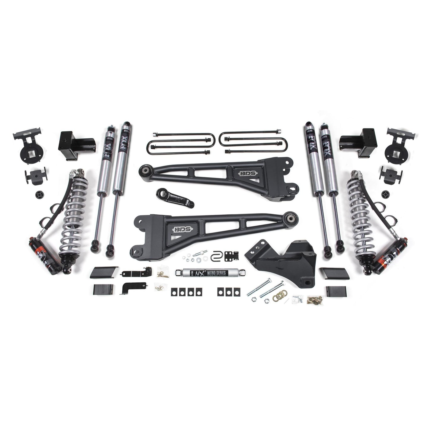 BDS Suspension | 4 Inch Lift Kit w/ Radius Arm FOX 2.0 Performance Shocks Coil-Over Conversion Ford F250/F350 Super Duty 17-19 4WD Diesel Leaf Springs | BDS1557FPE