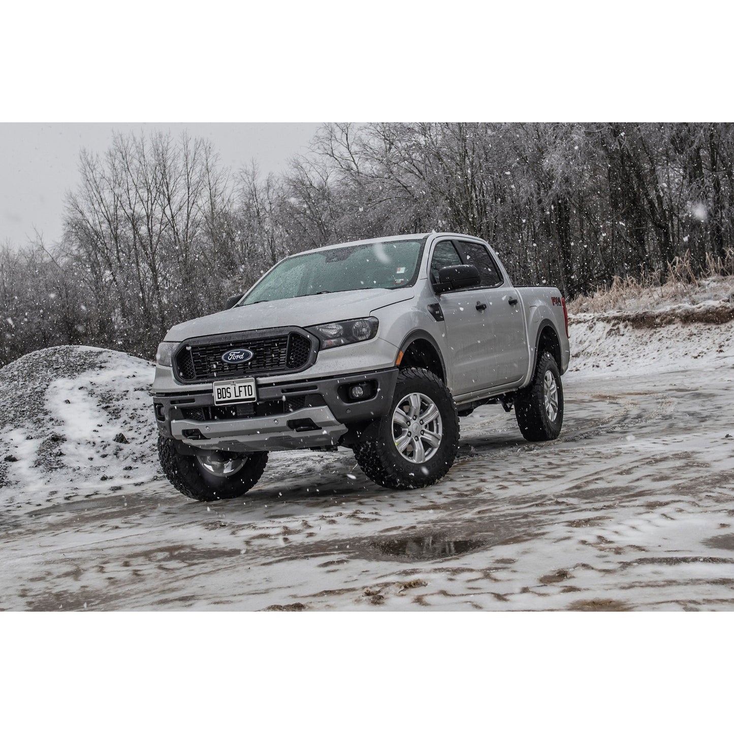 BDS Suspension 3.5" lift kit Ford Ranger 2019-2023 on snowy terrain
