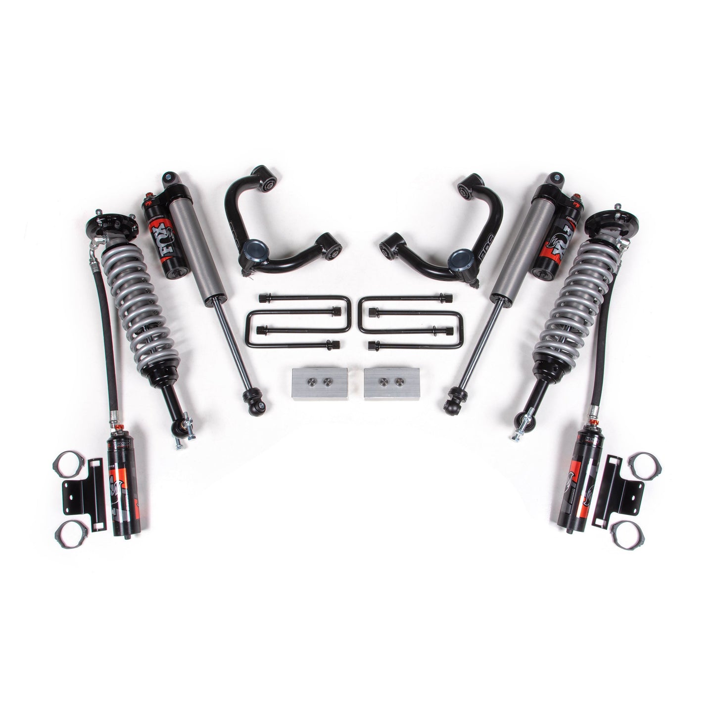 BDS Suspension lift kit components for 2014-2020 F-150 with 3" lift and FOX 2.5 shocks