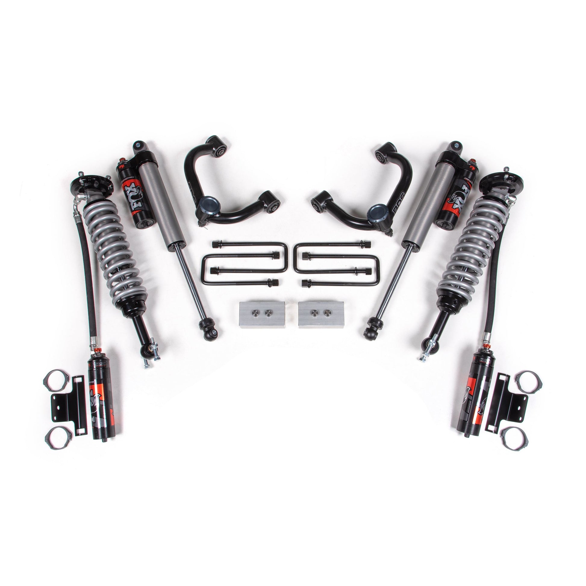 BDS Suspension lift kit components for 2014-2020 F-150 with 3" lift and FOX 2.5 shocks