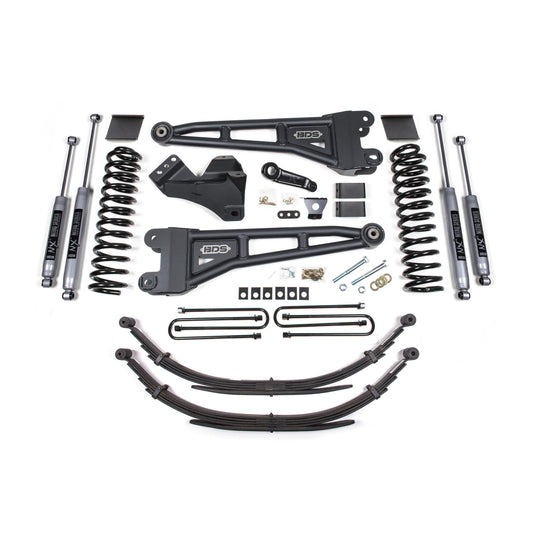 BDS Suspension | 6 Inch Lift Kit w/ Radius Arm Ford F250/F350 Super Duty 11-16 4WD Diesel 3 Inch Rear Blocks NX2 Nitro Shocks | BDS1593H