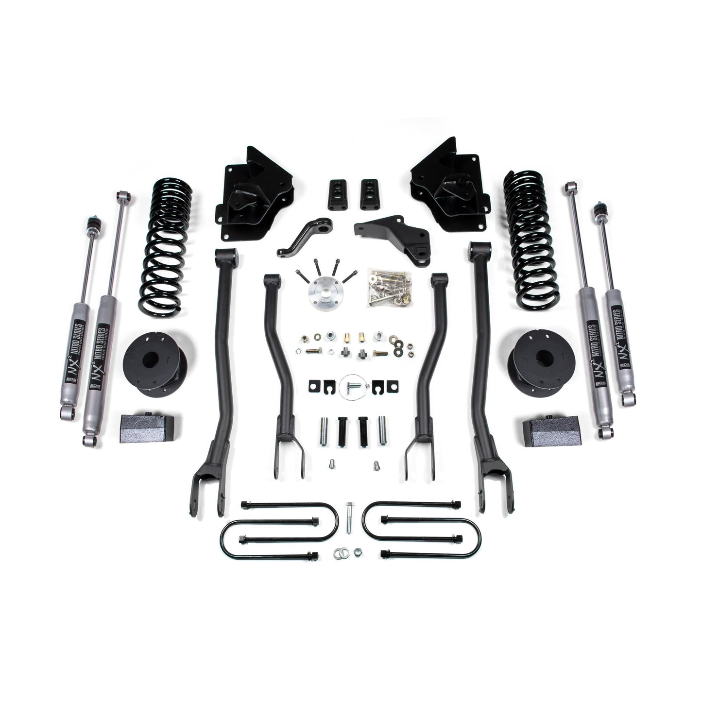 BDS Suspension | 4 Inch Lift Kit w/ 4-Link Ram 3500 w/ Rear Air Ride 13-18 4WD Diesel NX2 Nitro Shocks | BDS1644H