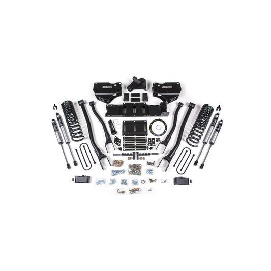 BDS Suspension 4-Link Lift Kit components for 19-24 Ram 3500 Diesel featuring Fox 2.5 Shocks.