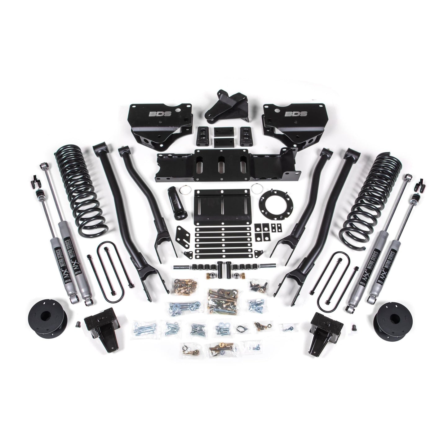 BDS Suspension | 6 Inch Lift Kit w/ 4-Link Ram 3500 w/ Rear Air Ride 19-24 4WD Diesel 6 Bolt NX2 Nitro Shocks | BDS1732H