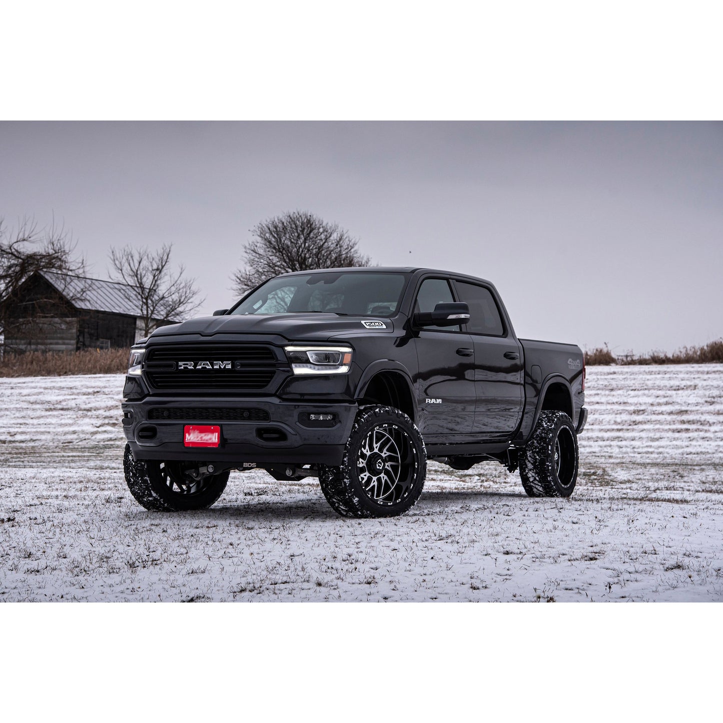 BDS Suspension 5" lift kit on 2019-2024 Ram 1500 Rebel in snow-covered field