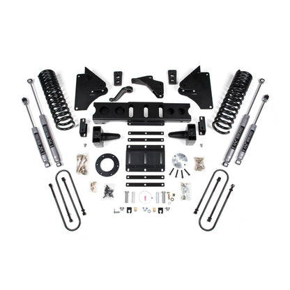 BDS Suspension lift kit components for Ram 3500 2013-2018 with Fox 2.0 shocks and leaf springs.
