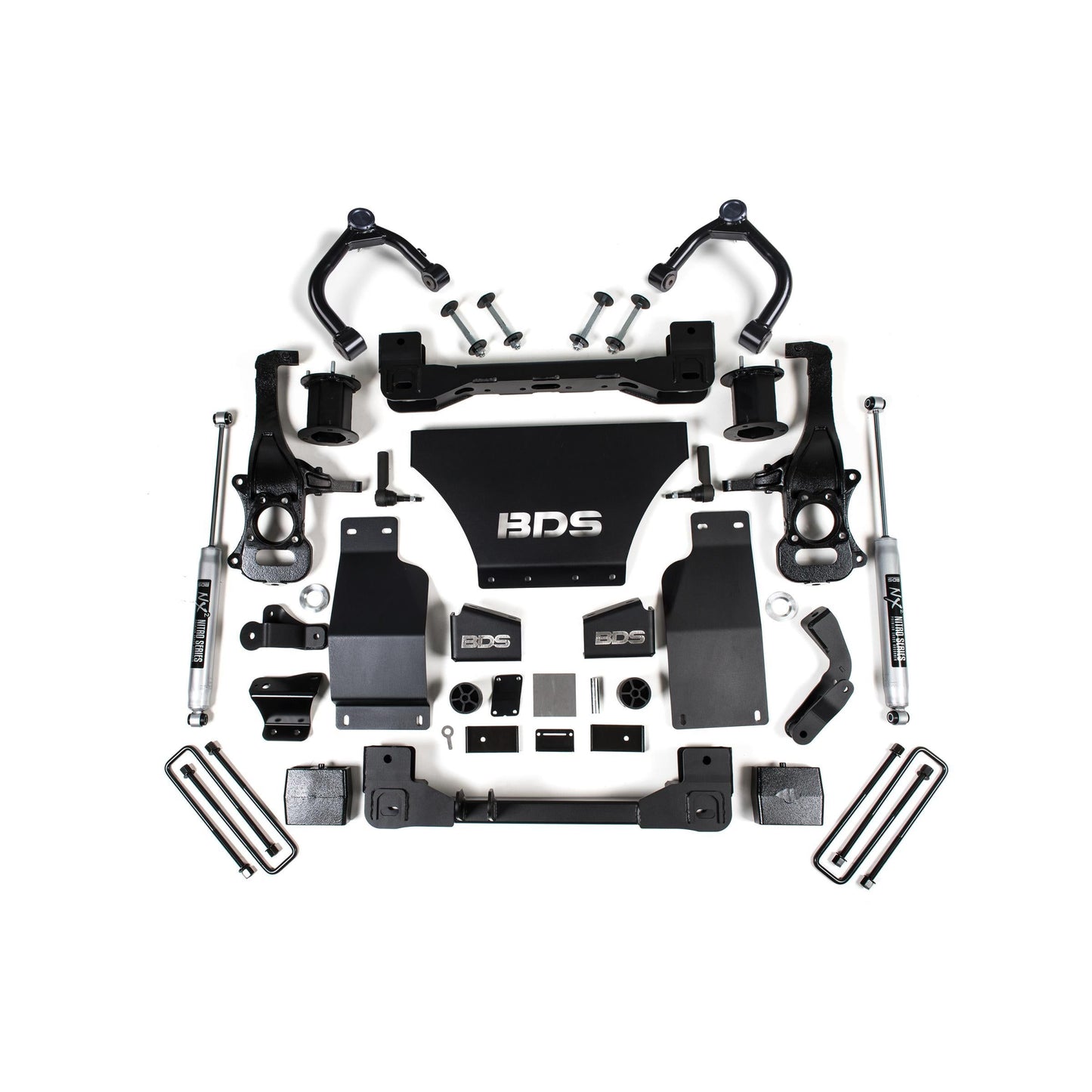 BDS Suspension lift kit components for Silverado/Sierra 1500 2019-2024 with Fox 2.0 shocks