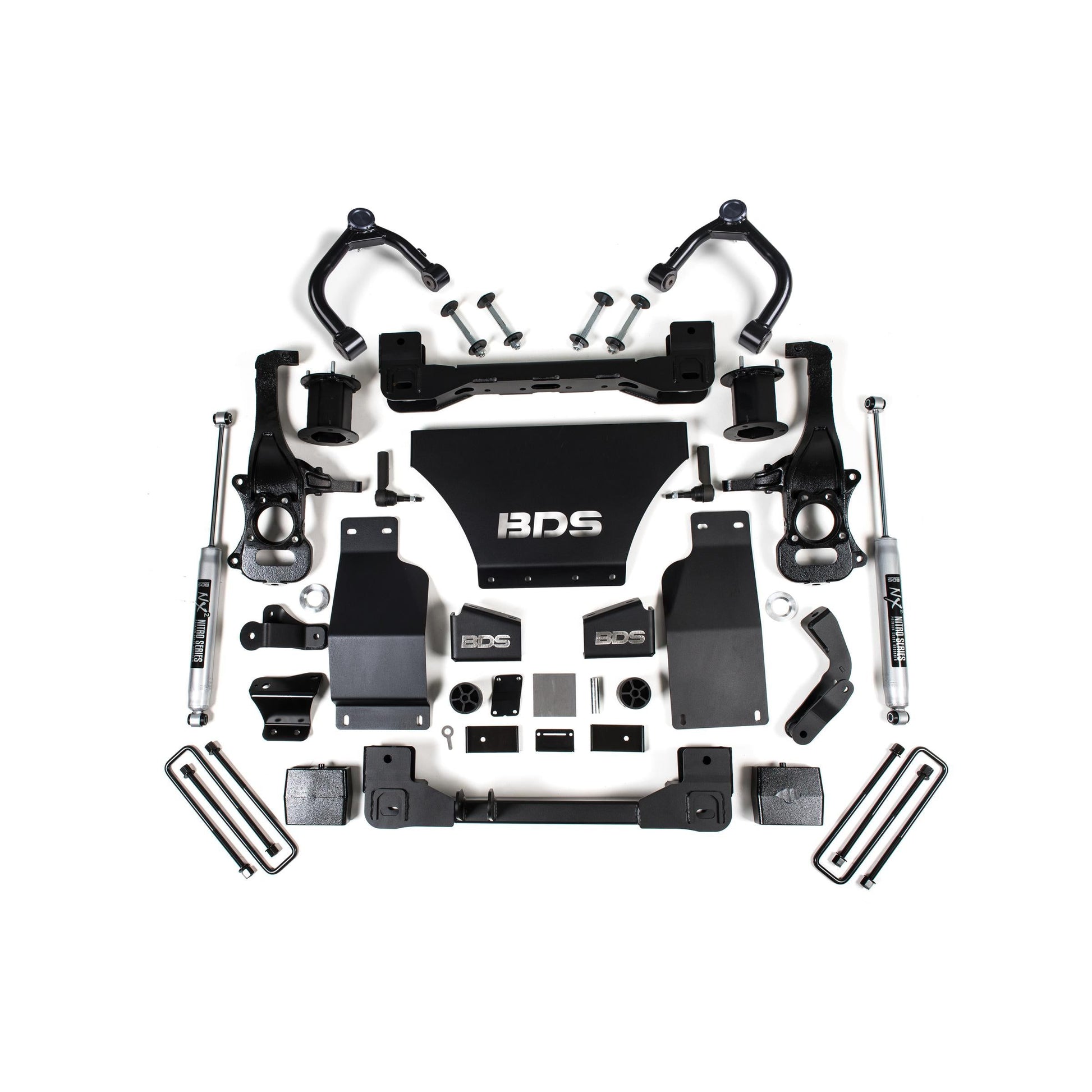 BDS Suspension lift kit components for Silverado/Sierra 1500 2019-2024 with Fox 2.0 shocks
