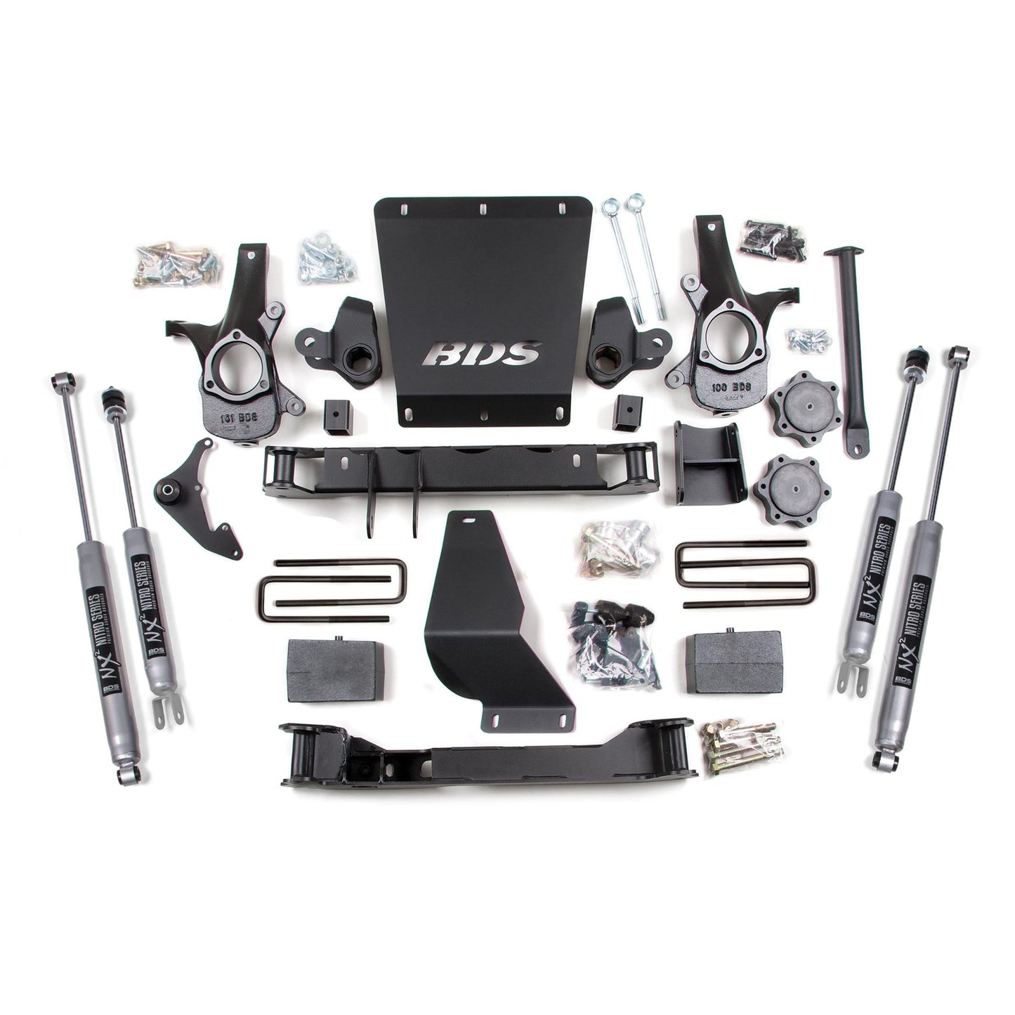 BDS Suspension lift kits components for Silverado/Sierra 1500 1999-2006 with Fox 2.0 shocks.