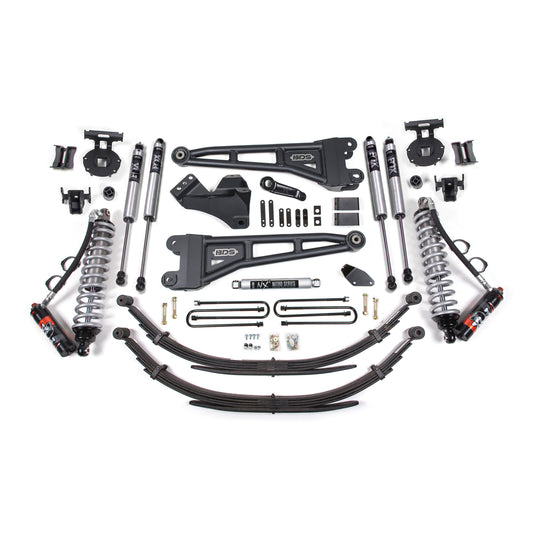 BDS Suspension lift kit components for 2008-2010 Super Duty, featuring FOX 2.5 coilovers and leaf springs.