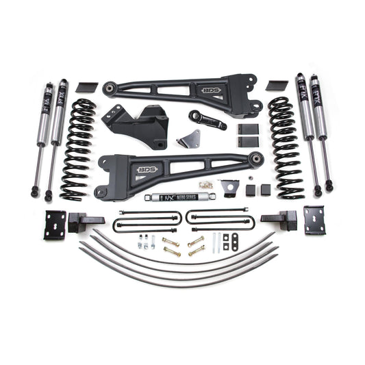 BDS Suspension | 6 Inch Lift Kit w/ Radius Arm Ford F250/F350 Super Duty 05-07 4WD Gas 4 Inch Block Add A Leaf Without Overload Fox 2.0 Performance | BDS1949FS