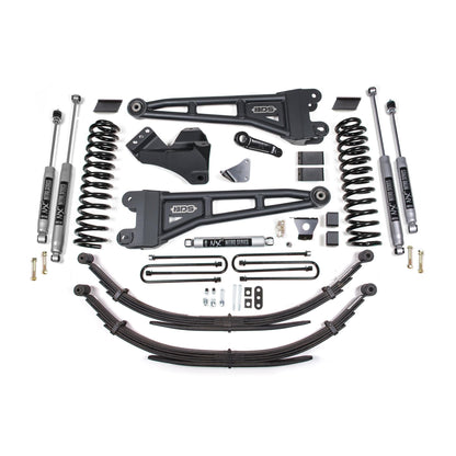 BDS Suspension | 6 Inch Lift Kit w/ Radius Arm Ford F250/F350 Super Duty 05-07 4WD Gas 6 Inch Leaf Springs NX2 Nitro | BDS1952H