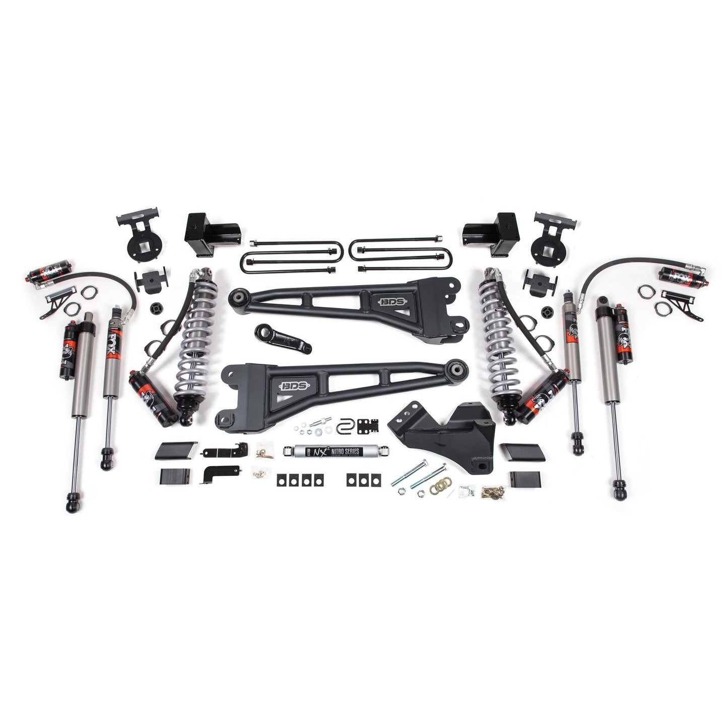 BDS Suspension | 4 Inch Lift Kit w/ Radius Arm FOX 2.5 Performance Elite Coil-Over Conversion Ford F250/F350 Super Duty 17-19 4WD Diesel 5 Inch Block 3 Leaf Main FOX 2.5 Performance Elite | BDS1966FPE