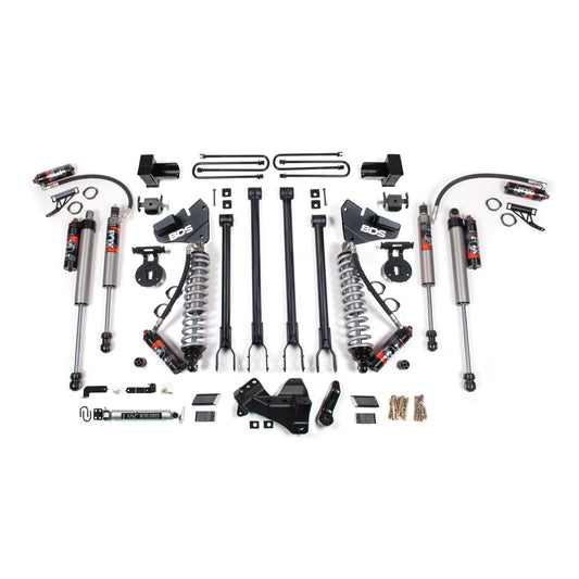 BDS Suspension | 4 Inch Lift Kit w/ 4-Link FOX 2.5 Performance Elite Coil-Over Conversion Ford F250/F350 Super Duty 17-19 4WD Diesel Leaf Springs | BDS1969FPE