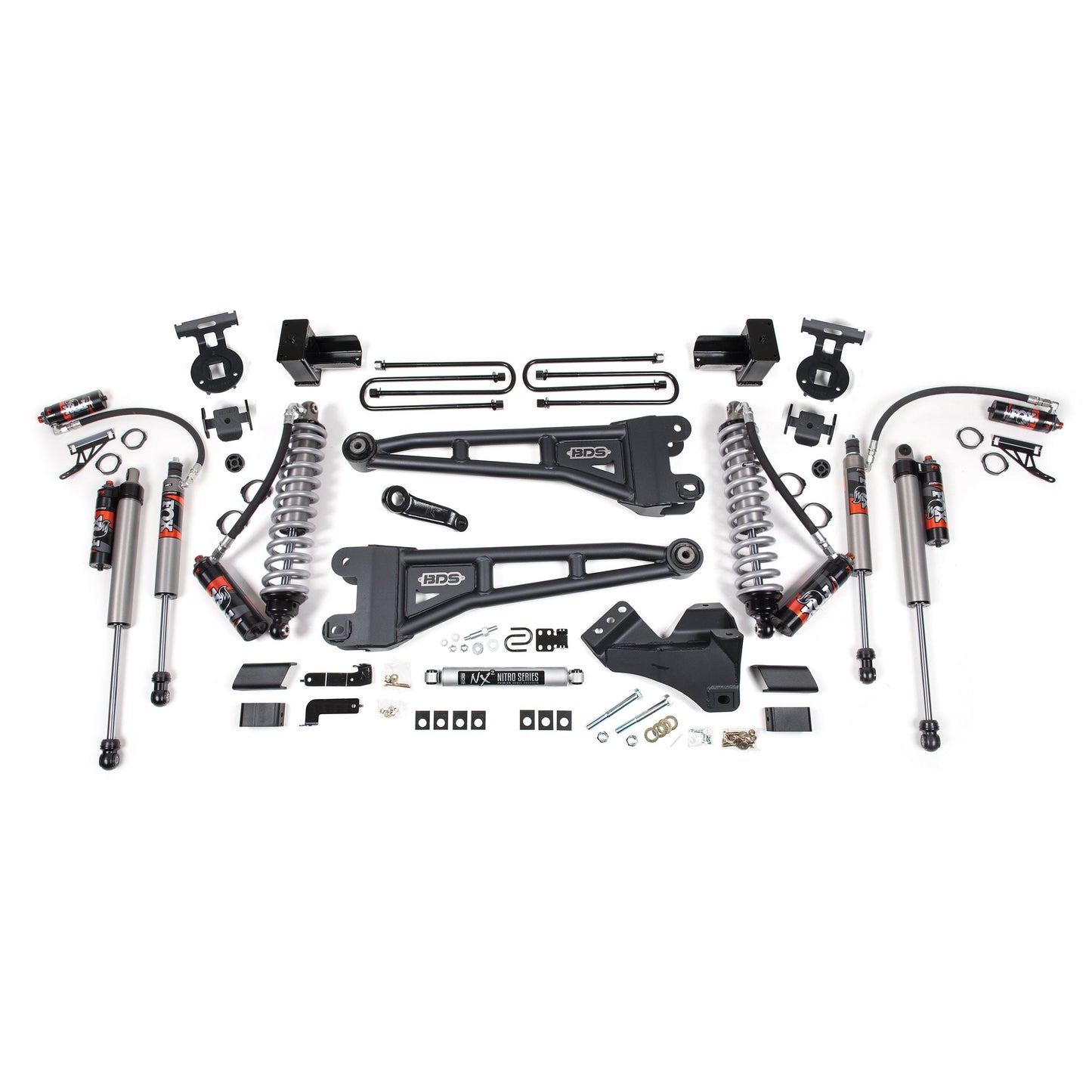 BDS Suspension lift kit components including Fox coil-overs for 20-22 F-350 Super Duty diesel